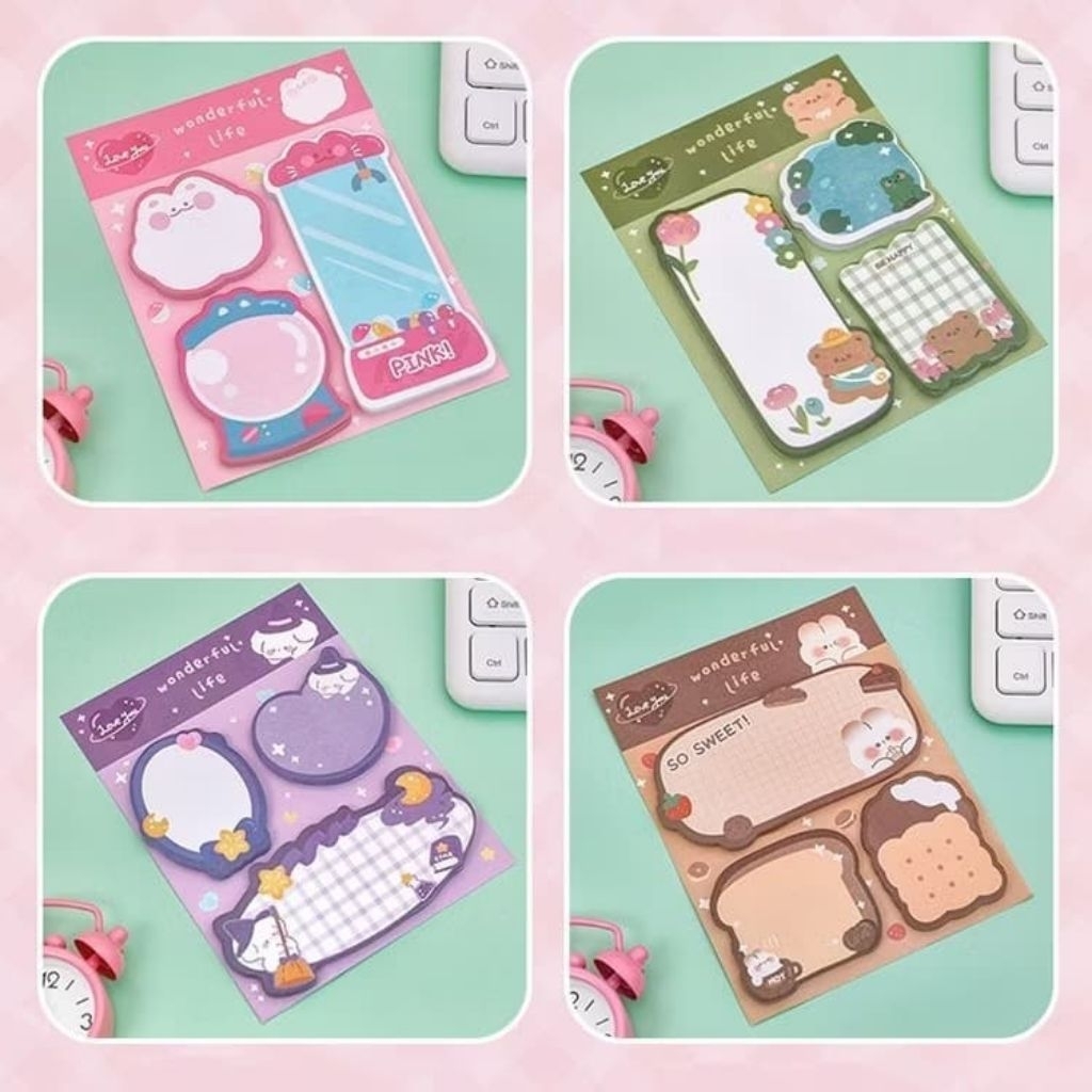 Jual Sticky Note Lucu 3in1 Tempelan Kertas Catatan 60 Lembar Tempelan ...