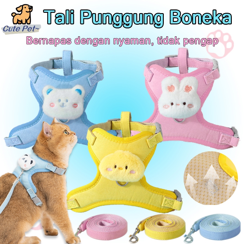 Jual Set Tali Tuntun Lucu Kucing Anjing Pet Leash Doll Chest Strap Tali ...