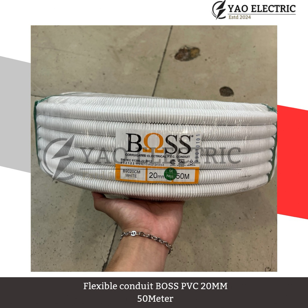 Jual Flexible conduit selang pvc BOSS PVC 20MM 50Meter Putih dan Hitam ...