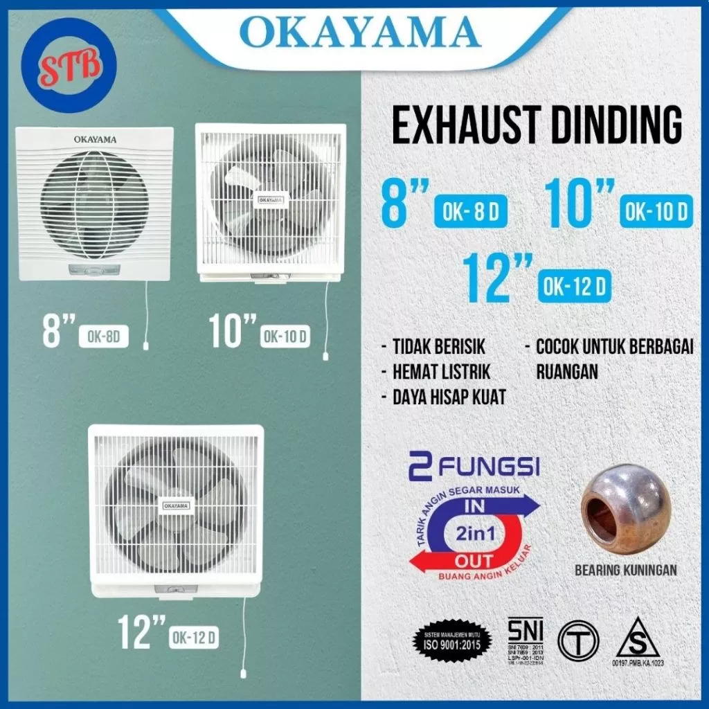 Kipas angin ventilasi dinding OKAYAMA body plastik anti karat