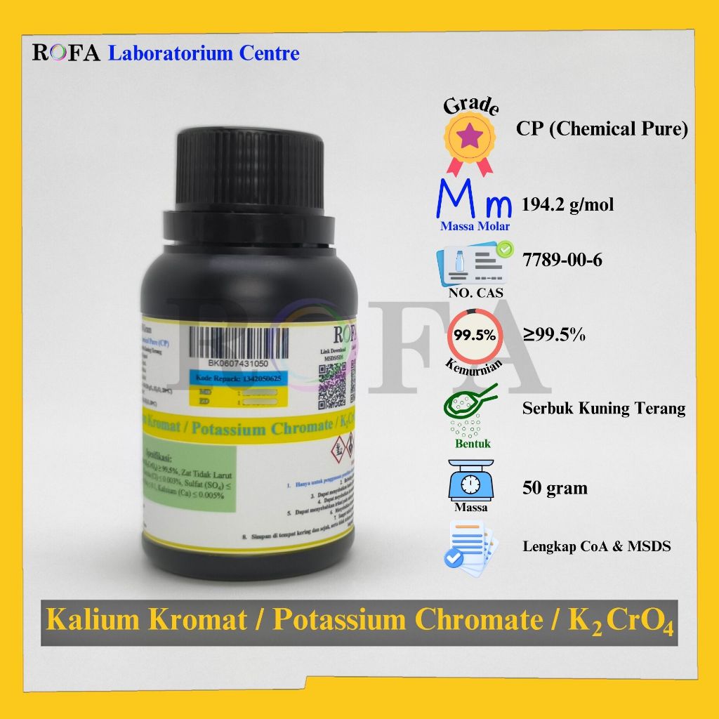 Jual ROFA Kalium Kromat / Potassium Chromate / K2CrO4 CP 50 Gram ...