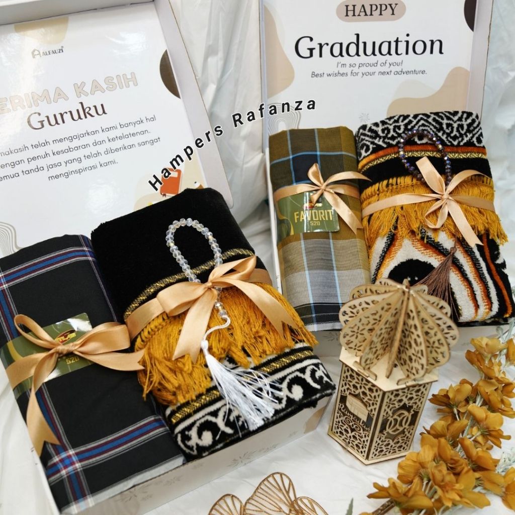 ALFAUZI - Hampers Rafanza Sarung dan Sajadah Tasbih Kristal Hadiah Perpisahan Pernikahan Kado Cowok  hampers lebaran idul fitri