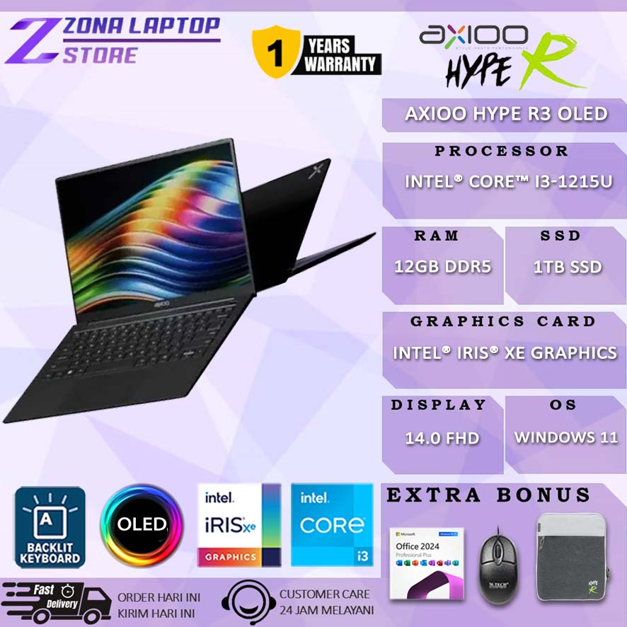Jual Laptop Axioo HYPE R3 OLED INTEL I3 1215U 12GB 1TB 14.0 FHD Backlit ...