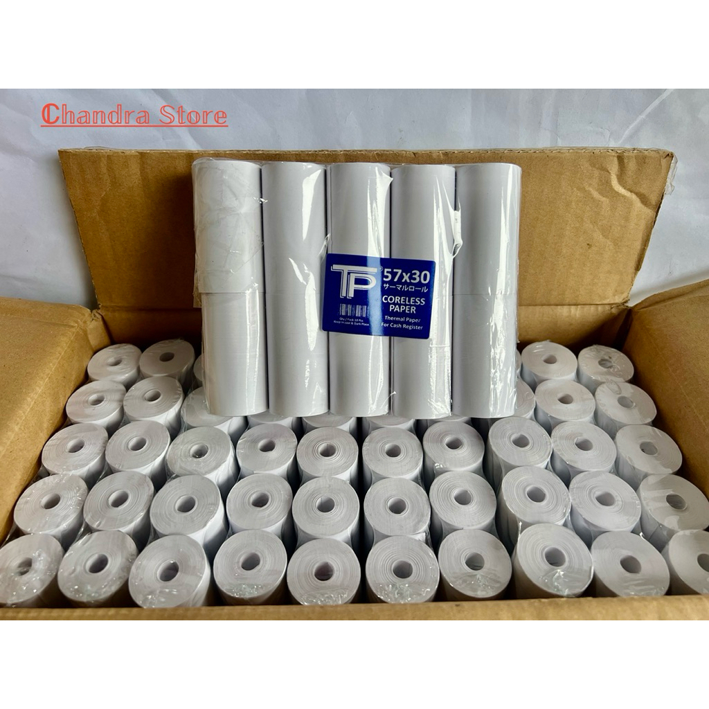 Jual Kertas Thermal Coreless TP / Kertas Thermal Polos / Ukuran 57x30 ...