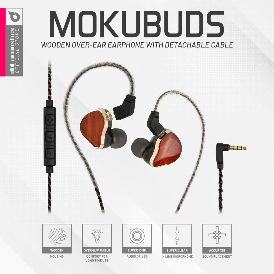dbE Mokubuds Wooden Over Ear Earphone IEM