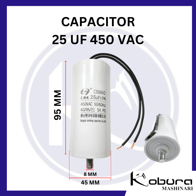 Condensator 1uF 450V aanloop condensator 4 polig met draadeind