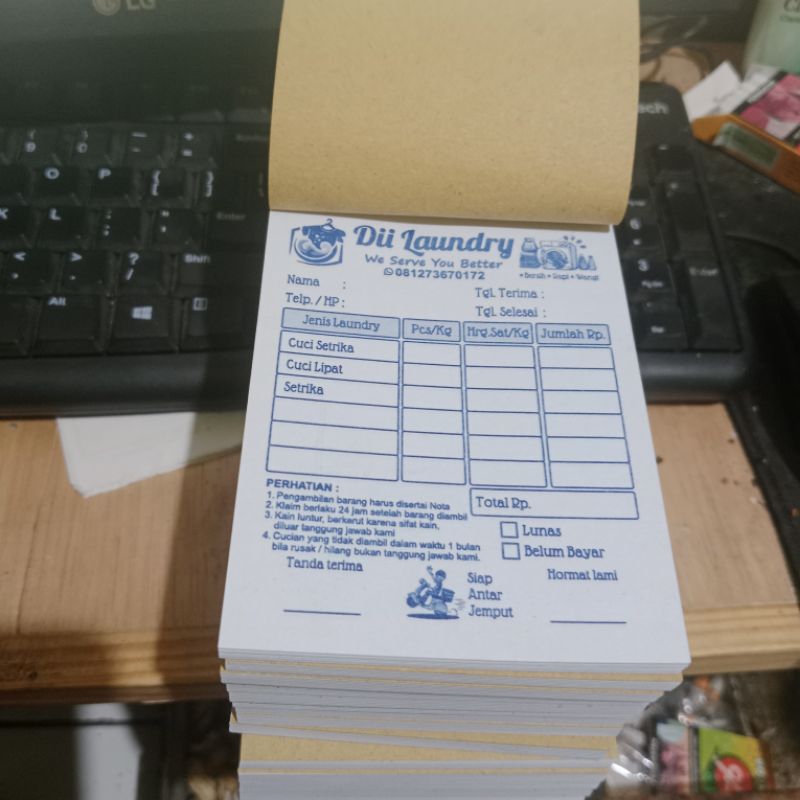 Jual NOTA CUSTOM NAMA HVS 1 PLY 70GSM (1/8 FOLIO - ISI 50 LEMBAR ...