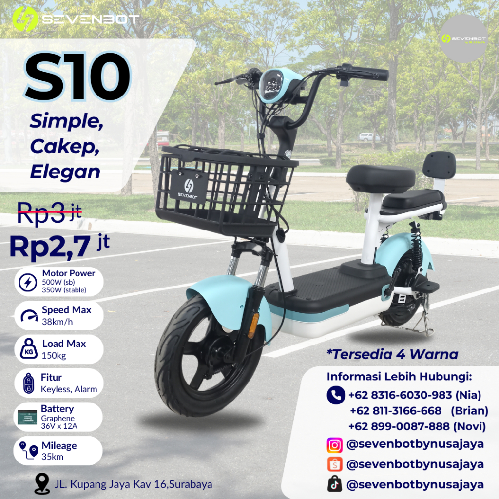 Jual SEPEDA LISTRIK SEVENBOT S10 GARANSI RESMI TERMURAH | Shopee Indonesia