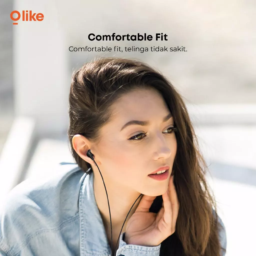 Olike Headset Handsfree 3.5MM Wired Earphone Mic Android Iphone E30S Bass Max Flexibel