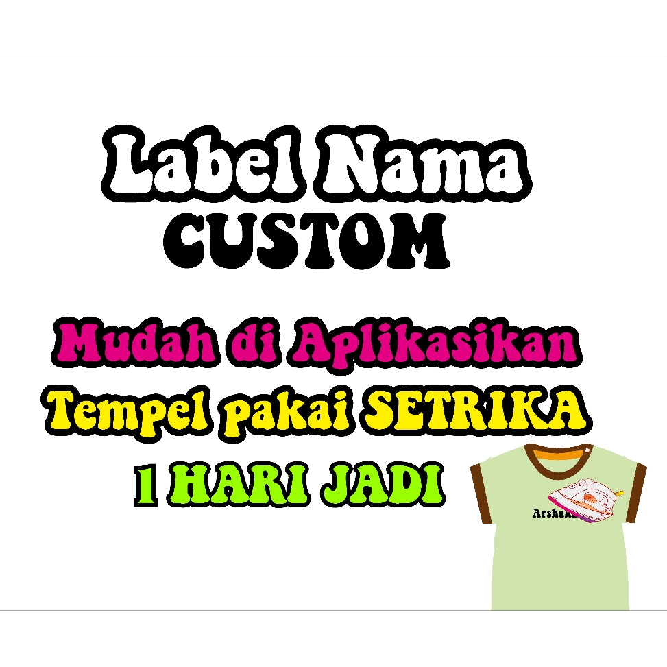 Jual Sticker Label Setrika | Sticker Nama Setrika | Sticker Kain CUSTOM ...