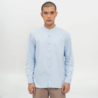 M231 Kemeja Pria Koko Shanghai Polos Panjang Biru Muda 0915G