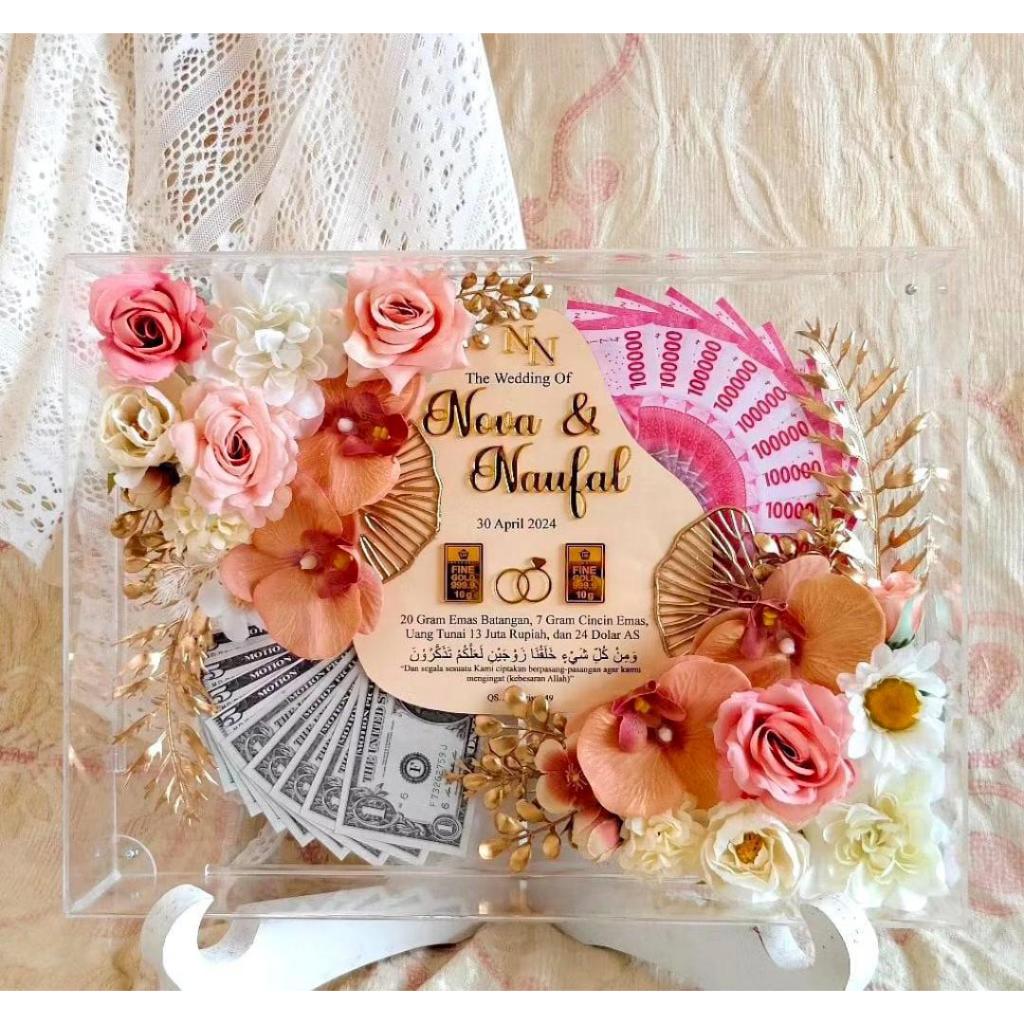 Jual Custom Mahar Aesthetic pernikahan/Frame Mahar/Tetes Air Akrilik ...