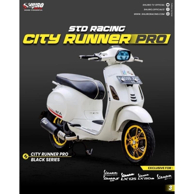 Jual Knalpot Standar Racing Shijiro Type CITY RUNNER PRO for Vespa ...