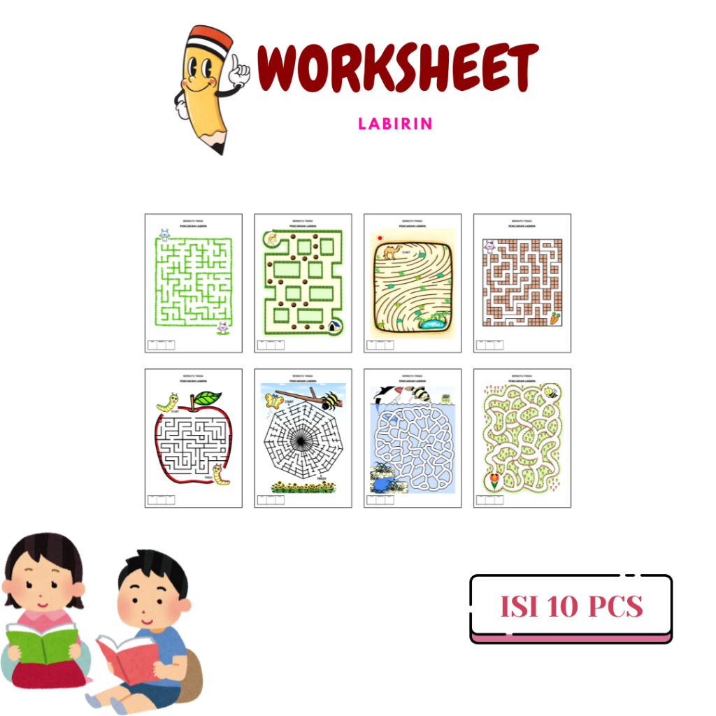 Jual Buku Aktivitas Worksheet untuk Anak Seri Labirin 10 Lembar ...