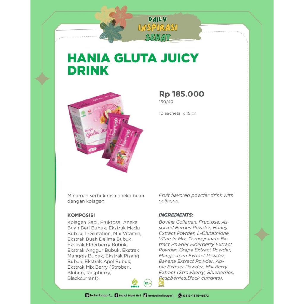 Jual Hania Glutak Juicy Drink Haniia Flavored Powder | Shopee Indonesia
