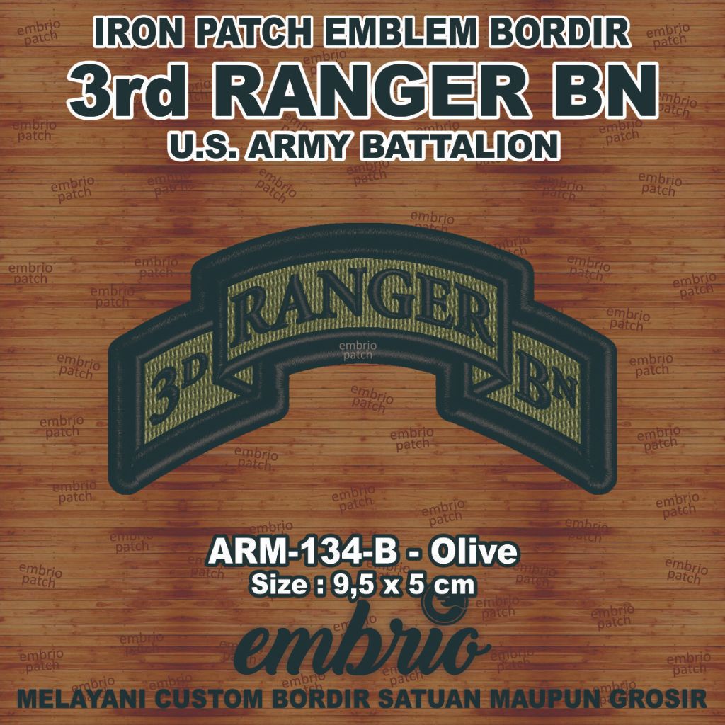 Jual ARM-134-B Arm Tab 3rd RANGER BATTALION BN US Army Patches Shoulder ...