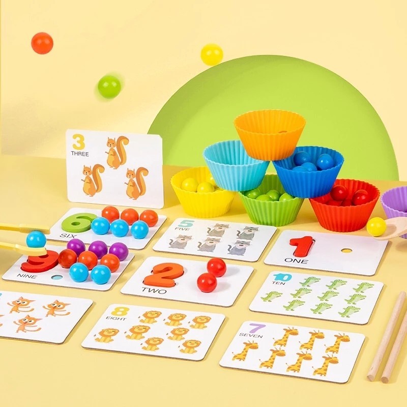 Jual FUNTOY Mainan Anak Mainan Matematika Warna Klip Kayu Manik Color ...