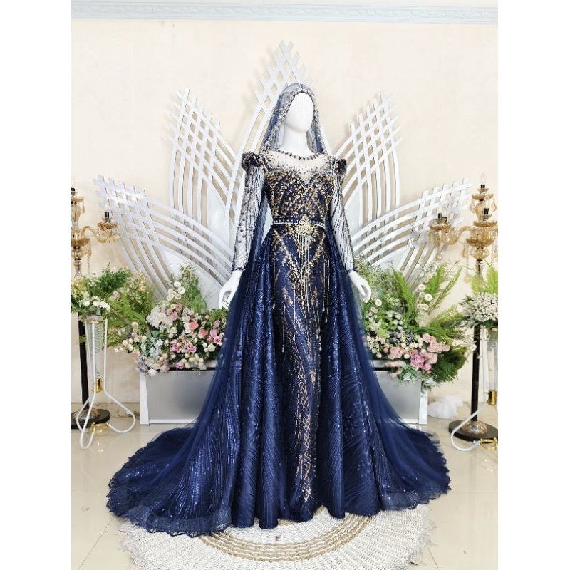 GAUN SLIM DRESS NEW PREMIUM /KEBAYA PENGANTIN TERBARU /GAUN DRESS WEDDING  MEWAH/BAJU WEDDING MODERN