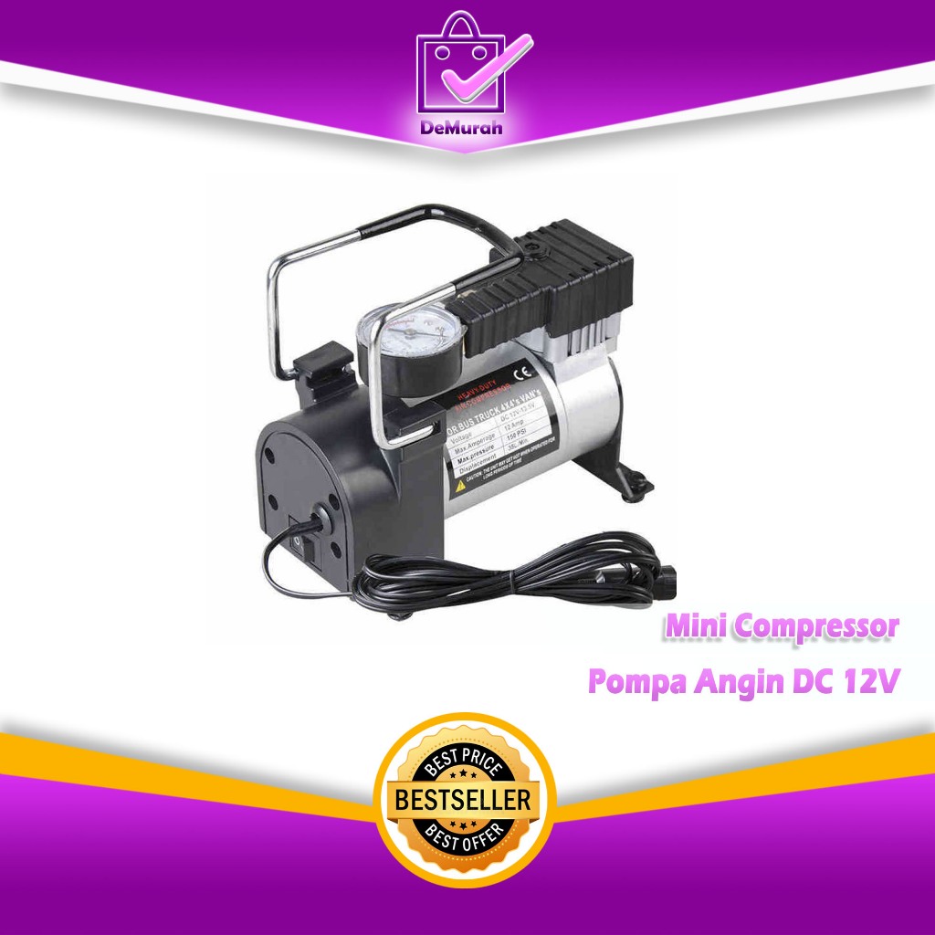 Jual Pompa Ban Mobil Portable Mini Compressor Pompa Angin DC 12V 150 ...