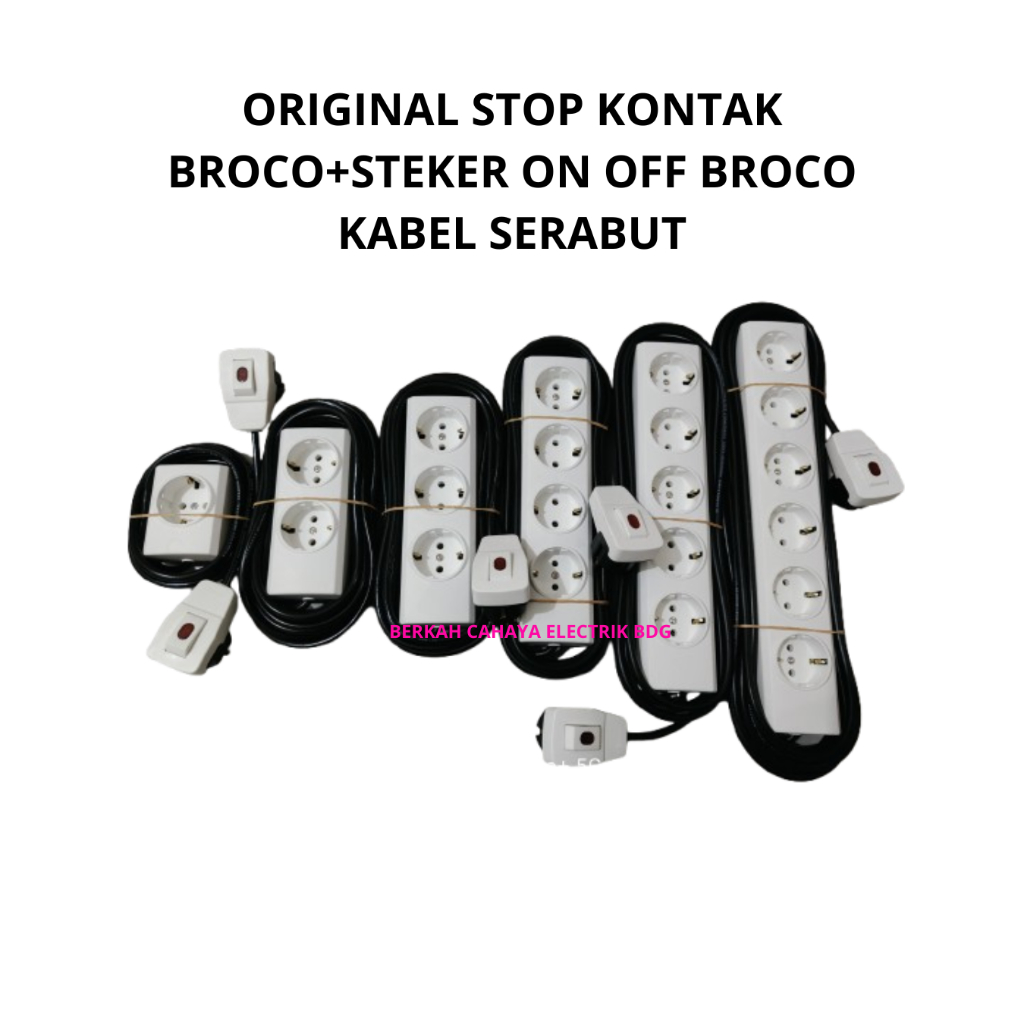 Jual STOP KONTAK BROCO + STEKER ON OFF BROCO KABEL 1 2 3 4 5 6 7 8 9 10 ...