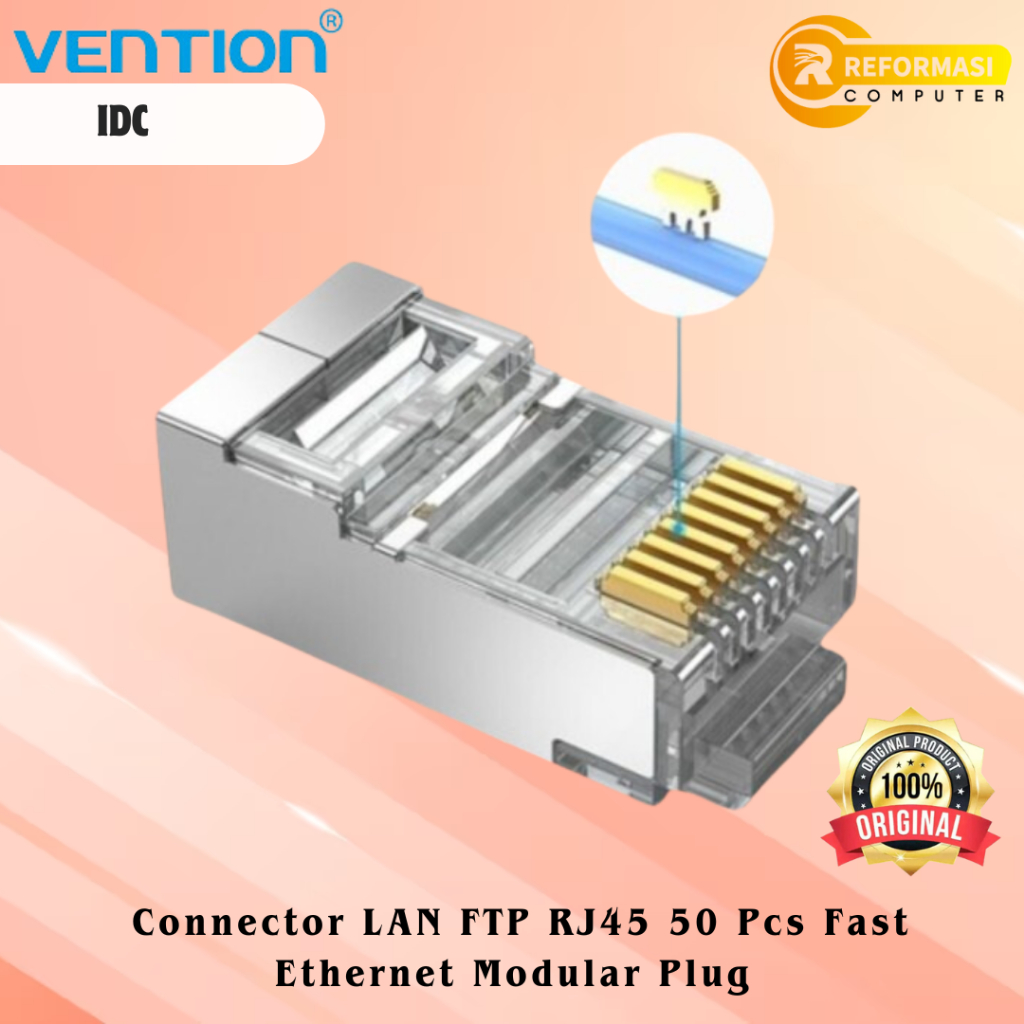 Jual VENTION IDC 50 Pcs Connector LAN FTP RJ45 CAT6 Fast Ethernet ...