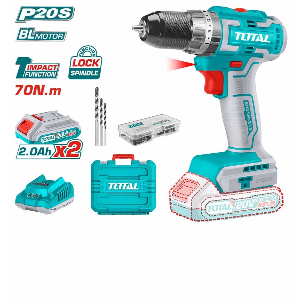 Jual TOTAL Brushless cordless impact drill TIDLI20605 | Shopee Indonesia