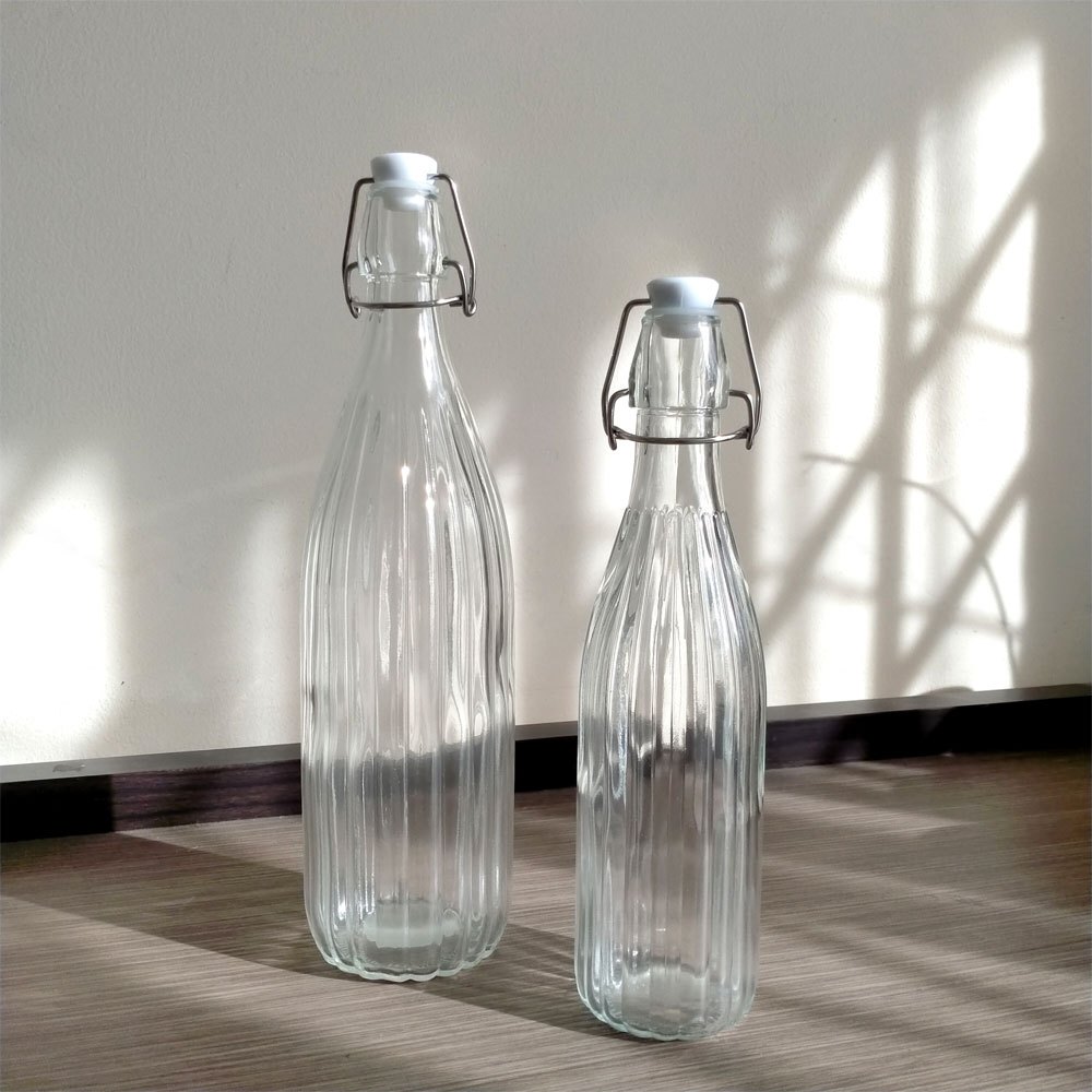 Jual Botol Kaca Model Garis Tutup Kait Kedap Udara 1000 500 ml | Shopee ...