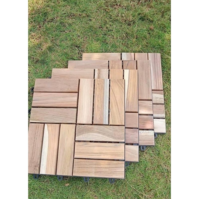 Decking Tile Parquet Parket Lantai Ubin Kayu Jati Perhutani Dekorasi Interior Exterior Taman Rumah Kebun Kolam Dekorasi