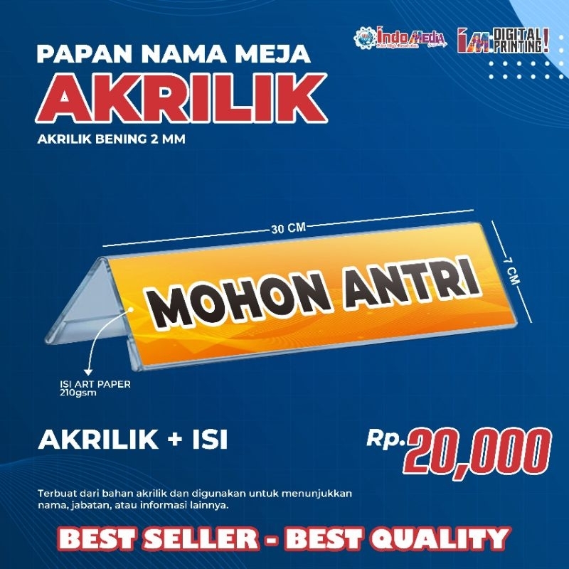 Jual akrilik meja kasir tebal 2 mm model segitiga merek marga cipta ...