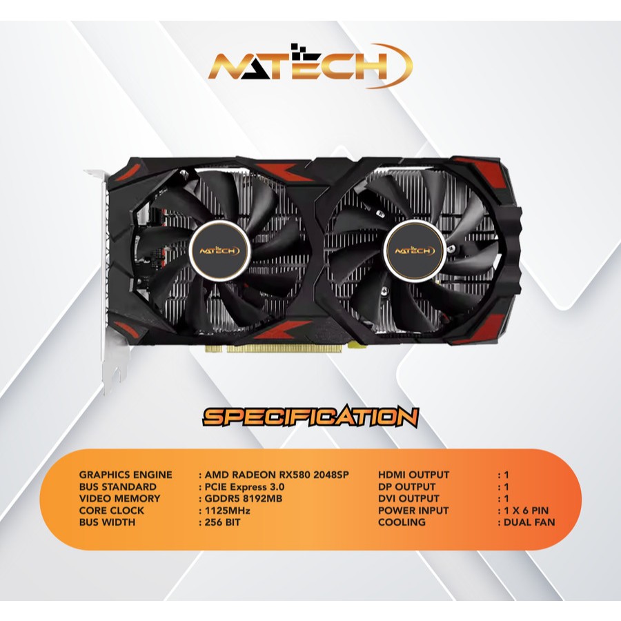Jual VGA CARD / VGA AMD RX580 / VGA RX580 / VGA NATECH RX580 8GB DDR5 ...