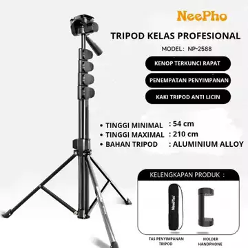 Neepho 2588 Tripod Multifungsi Photography Kamera Cellphone DSLR Aluminium Holder Accessories