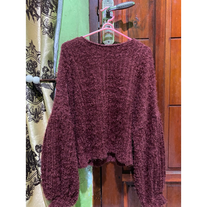 Jual Rajut Knit Crop Sweater (Velvet) | Shopee Indonesia
