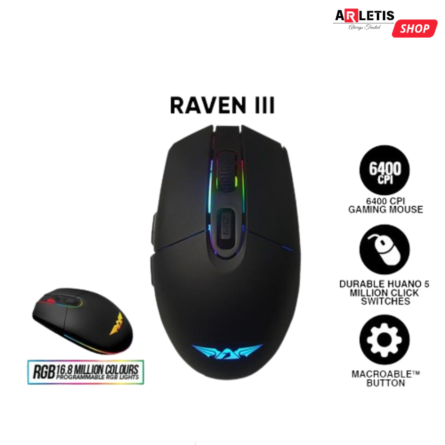 Jual Armaggeddon RGB Mouse Gaming Raven III 6400CPI | Shopee Indonesia