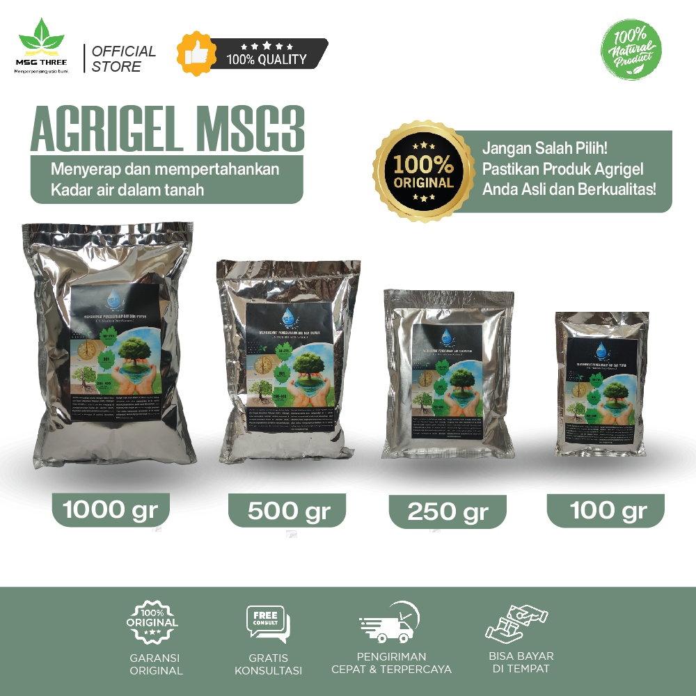 Agrigel MSG 3 Pupuk Hidrogel menyerap air dan pupuk serta nutrisi pada tanaman berbagai ukuran
