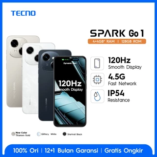 TECNO SPARK GO1 4GB+4GB*+128,120Hz Display, T615+4.5G Network,5000mAh+15W,IP54,Android 14