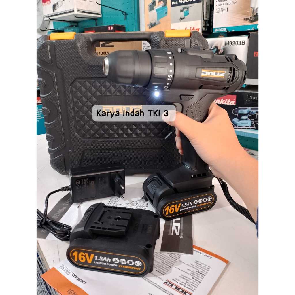 Jual Mesin Bor Doliz BD616 Cordless Drill Kayu Besi Driver 16 Volt 10mm ...