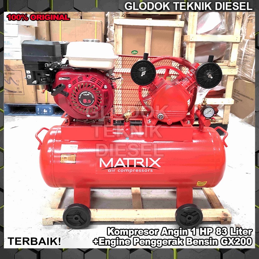 Jual Matrix Kompresor Angin 1 HP 83 Liter + Engine Penggerak Bensin 6.5 ...