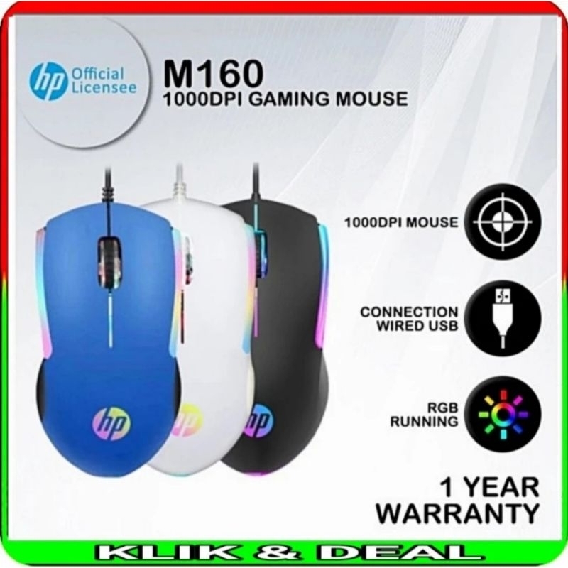 Jual mouse usb gaming hp m160 RGB LED | Shopee Indonesia