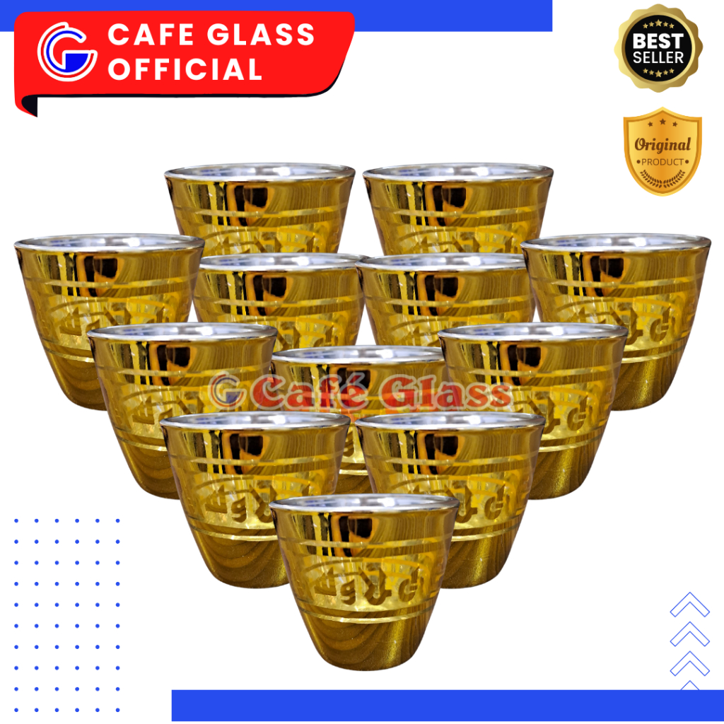 Gelas Kaca Sloki Mini 12 Pcs - Cucing Emas Air ZamZam 1 Lusin - Oleh Oleh Haji Umroh
