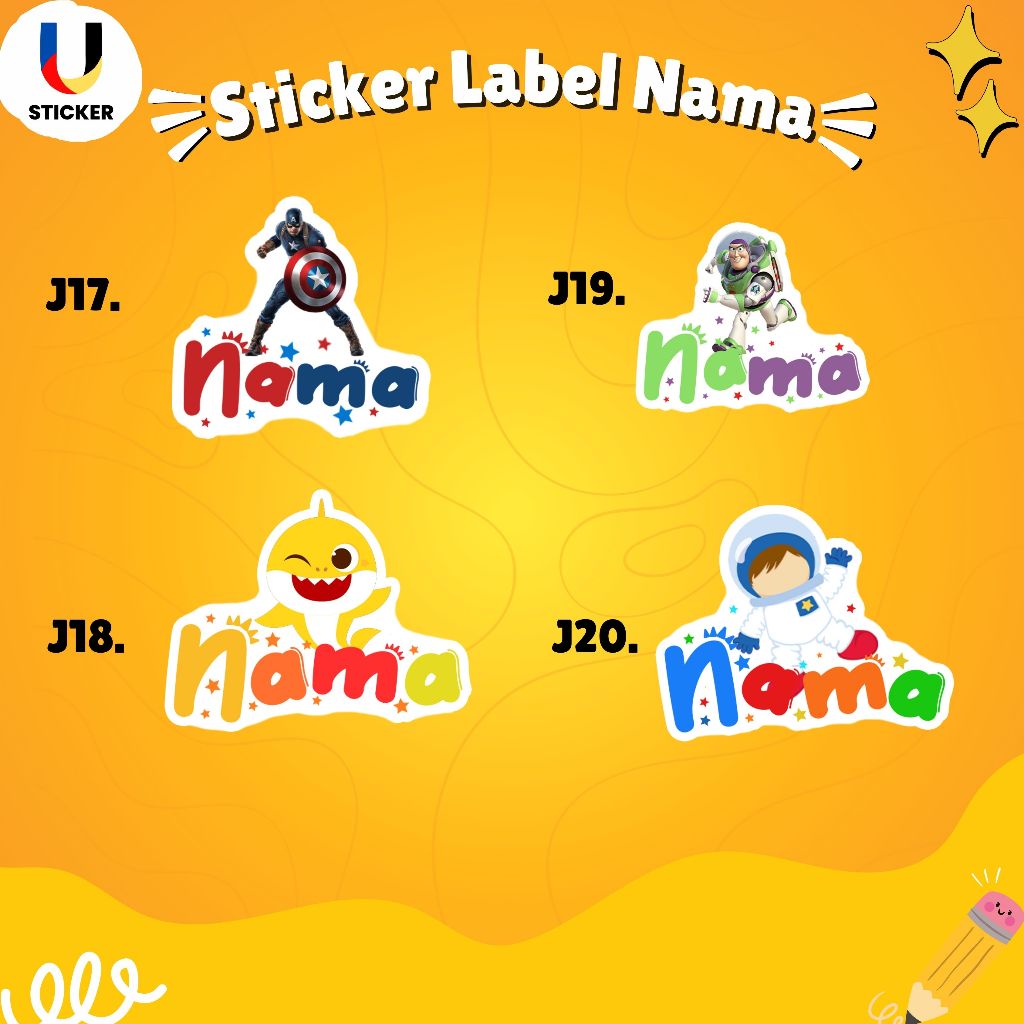 Jual STICKER CETAK CUSTOM NAMA ANAK BERBAGAI TEMA | Shopee Indonesia