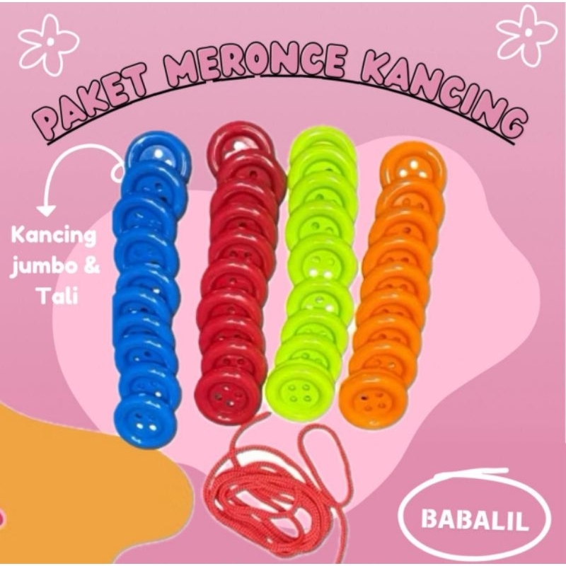 Jual Paket Meronce Kancing & Tali satu set / mainan edukasi meronce ...