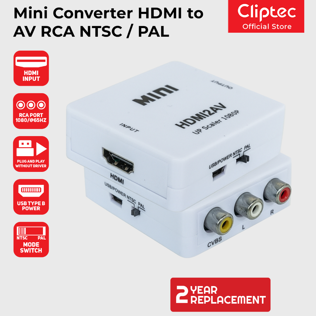 Converter Mini Adapter Hdmi to AV RCA 1080P HD Video CLIPtec