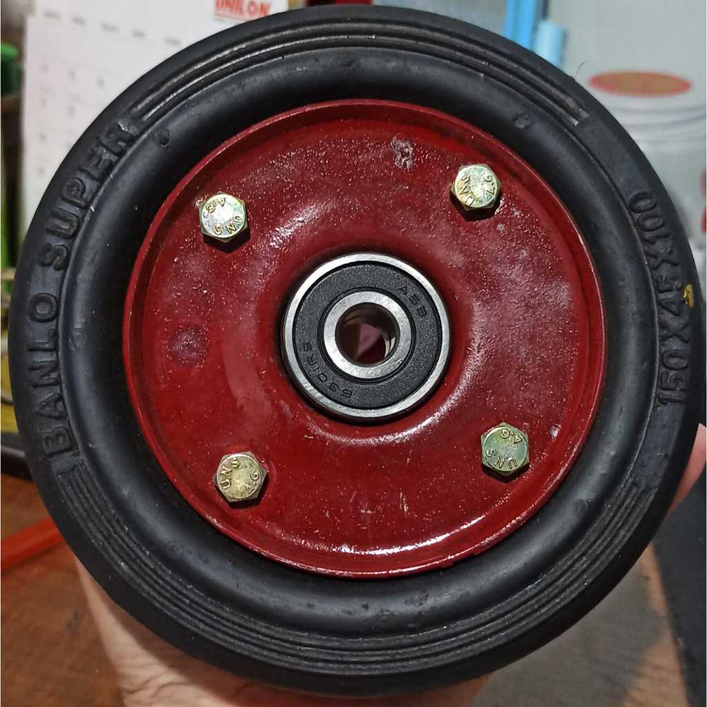 Jual Roda troli 6 inchi double bearing ban mati Roda Troli gas/galon ...