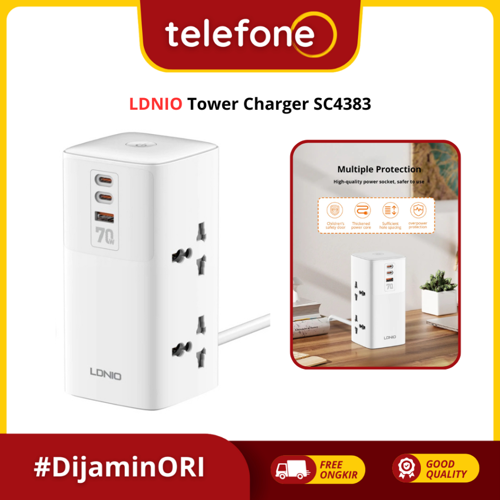 Jual LDNIO Desktop Power Station SC4383 Universal Adapter 70Watt GaN ...