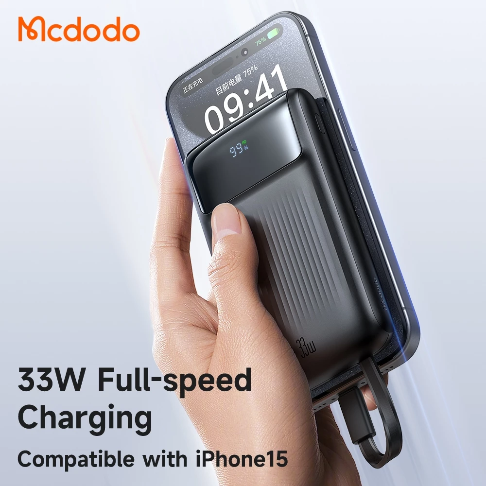MCDODO PowerBank 10.000mah Built in Cable Lightning & Type C Fast Charging 22.5w MC-0231