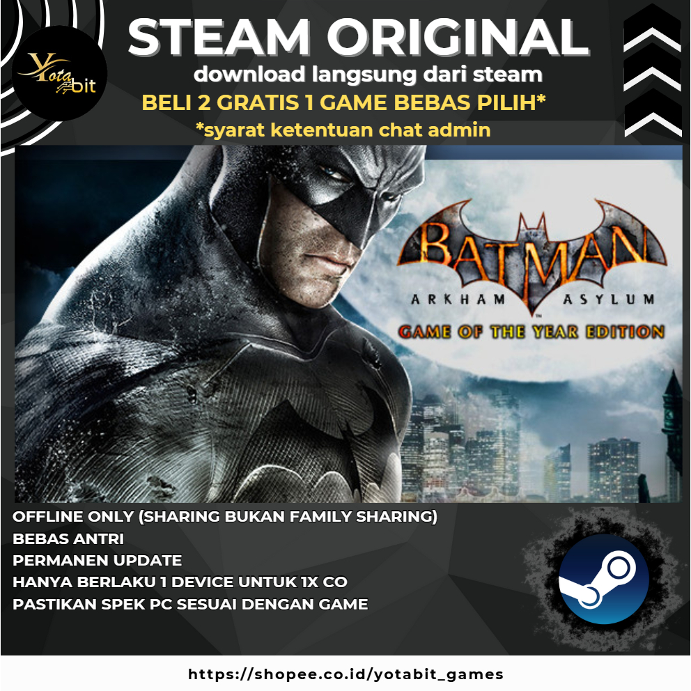 Jual Batman: Arkham Asylum GOTY Edition PC Sharing Original Offline ...