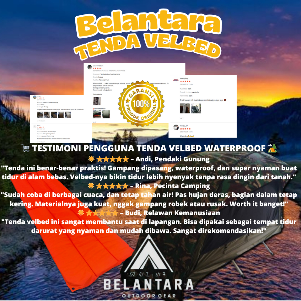 Jual Tenda Velbed Offroad Kemah kapasitas 1 orang felbed vilbed filbed ...