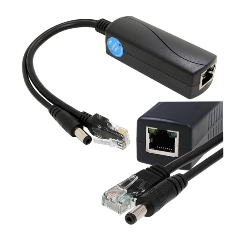 Jual poe rj45 utp female ethernet to power 5v/12v + rj45 male power ...