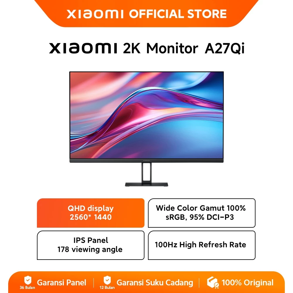 Xiaomi Monitor A27Qi 2K | 2K QHD Display | 100 Hz Refresh rate | 95% DCI-P3 | 100% sRGB [Official Store]