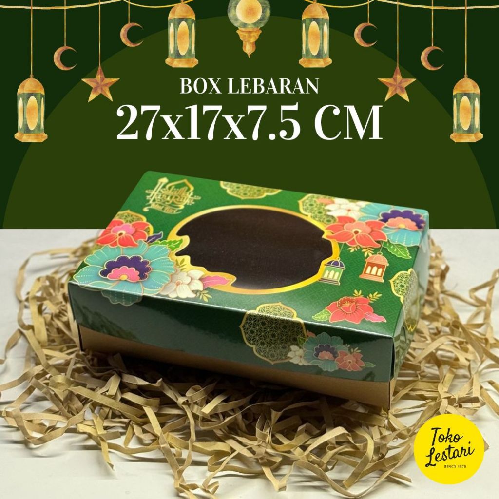 (5 PCS) Box Lebaran Idul Fitri 27x17x7,5 Muat isi 3 toples persegi panjang 300 gr untuk toples kue Hampers dll